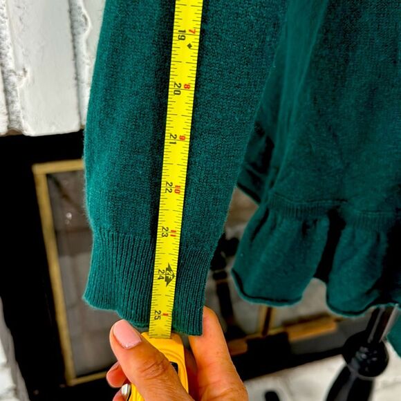 Charter Club Women Cardigan Sweater 2 Ply 100% Cashmere Ruffle Small Long Green - Picture 6 of 8